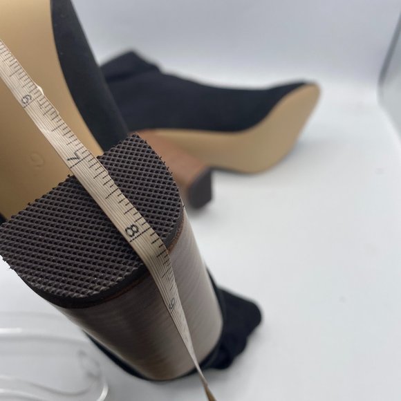 FSJ Black Stylish Peep Toe Slouch Chunky Stacked Heels Ankle Boots - Picture 11 of 13